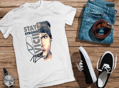 Avicii Dj t-shirt Avicii stay strong t-shirt with Avicii signature autograph t-shirt perfect gift present idea for man t-shirt top tee shirt