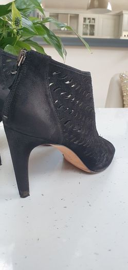 VIA SPIGA black leather suede open-toe high heels Sz 41 (Fit 7-7.5UK) - Rrp 125 (New)
