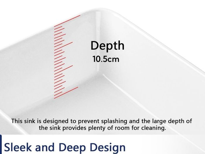 White Rectangular Countertop Sink 40.5x30.5x13cm Countertop Basin, Smooth Glazed Surface, Cloakroom & Toilet Use, Easy Clean, Modern Bathroom Design