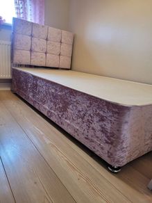 Pink Crushed Velvet Divan Single Bed
