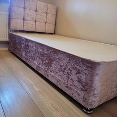 Pink Crushed Velvet Divan Single Bed