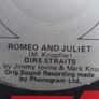 Dire Straits 7" Vintage  Cut Vinyl Record 1980 Romeo And Juliet ( Unique And Rare Very Collectable 7" Record). Image 3