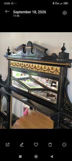 1886 Victorian Aesthetic Movement Ebonised & Gilt Overmantel Mirror