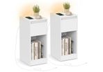 Set of 2 LED Bedside Tables with USB Charging Ports  White