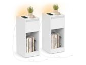 Set of 2 LED Bedside Tables with USB Charging Ports  White
