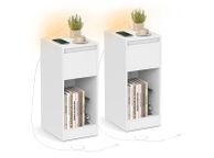 main image for ad Set of 2 LED Bedside Tables with USB Charging Ports  White