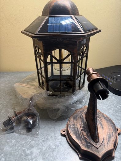 Pair of Outdoor Archaic Solar Wall Lamps