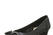 Hush Puppies Candid Pump Bit Black Leather Wedge Shoes UK3 EU36 New Boxed  CAN POST
