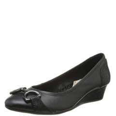 Hush Puppies Candid Pump Bit Black Leather Wedge Shoes UK3 EU36 New Boxed  CAN POST