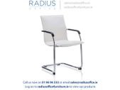 Echo Cantilever Chair White Soft Bonded Leather With Arms