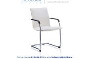 Echo Cantilever Chair White Soft Bonded Leather With Arms