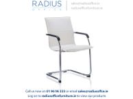 main image for ad Echo Cantilever Chair White Soft Bonded Leather With Arms