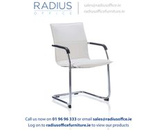 Echo Cantilever Chair White Soft Bonded Leather With Arms
