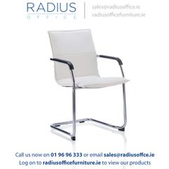 Echo Cantilever Chair White Soft Bonded Leather With Arms