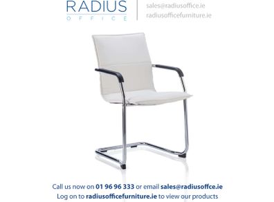 Echo Cantilever Chair White Soft Bonded Leather With Arms