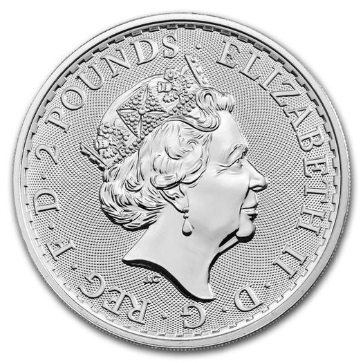 2021 UK 2 Pounds Britannia 1 Oz Silver Bullion Coin. (In Capsule)