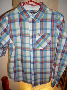 Boys Multi colored check long sleeve shirt 7 - 8 years LOGG H&M