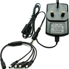 Security-01 AC to DC 12V 2A Power Supply Adapter with 4-Way Power Splitter for CCTV Security Camera DVR NVR Led Strip