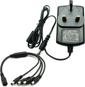 Security-01 AC to DC 12V 2A Power Supply Adapter with 4-Way Power Splitter for CCTV Security Camera DVR NVR Led Strip
