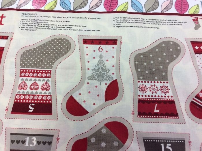 Advent Calendar Bunting fabric panel