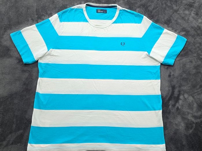 Vintage Fred Perry Striped T-Shirt Mens XL-XXL