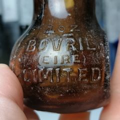 80 - Vintage 4oz Bovril Dark Brown Glass Eire Ireland Embossed Letters Jar