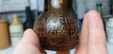 80 - Vintage 4oz Bovril Dark Brown Glass Eire Ireland Embossed Letters Jar