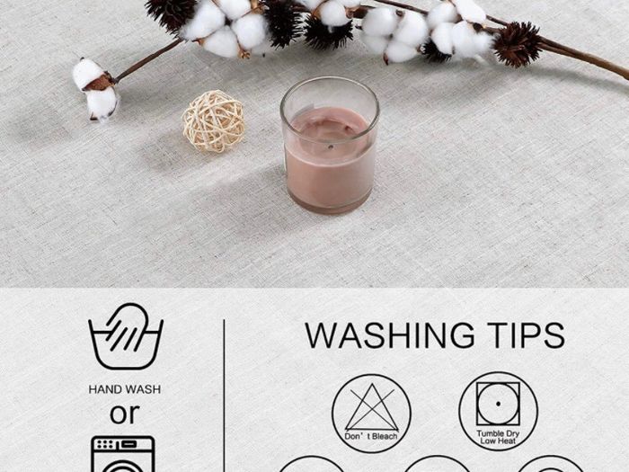 Cotton Linen Table Cloth Solid Color Tassel Round Tablecloth Dust-Proof Shrink-Proof Table Cover (Beige, Round 150cm)
