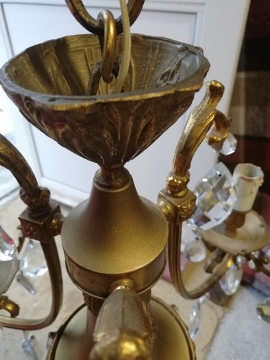 Vintage 1960 ceiling Glass Drops Murano 3 Arms