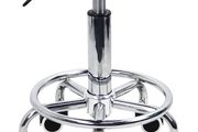 NEW SALE | Round Rolling Stool with Foot Rest PU Leather Height Adjustment Modern Industrial Metal Style Swivel Spa Salon Tattoo Work Massage Stools Small
