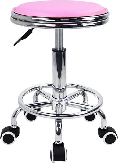 NEW SALE | Round Rolling Stool with Foot Rest PU Leather Height Adjustment Modern Industrial Metal Style Swivel Spa Salon Tattoo Work Massage Stools Small