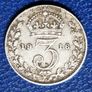 1916 United Kingdom  3 Pence - George V  Silver Coin Image 2