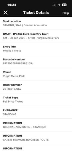 Cmat Cork Tickets X 2