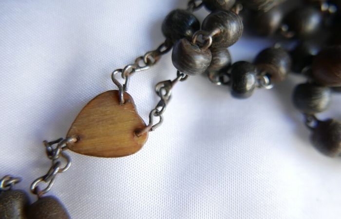Antique  Rosary necklace pendant L-26"