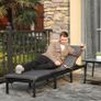 Poly Rattan Lounger Black with cushion Image 2