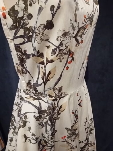 Dress, cream grey and orange