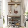 Rustic Coat Stand with Shoe Storage Bench Image 3