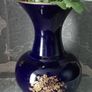 Rare 22K Gold Limoges Castel Porcelain Cobalt Blue Vase Image 3