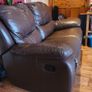 Two Seater Reclining Brown Leather Couch Recliner Sofa Image 3