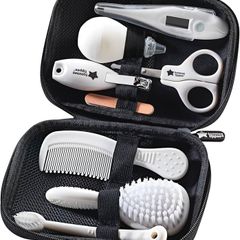 Baby Healthcare and Grooming Kit, 9X Essential Newborn Care Items for Home and Travel, Wipe-Clean and Waterproof Travel Case