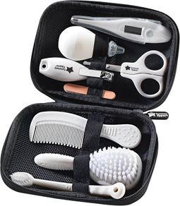 Baby Healthcare and Grooming Kit, 9X Essential Newborn Care Items for Home and Travel, Wipe-Clean and Waterproof Travel Case