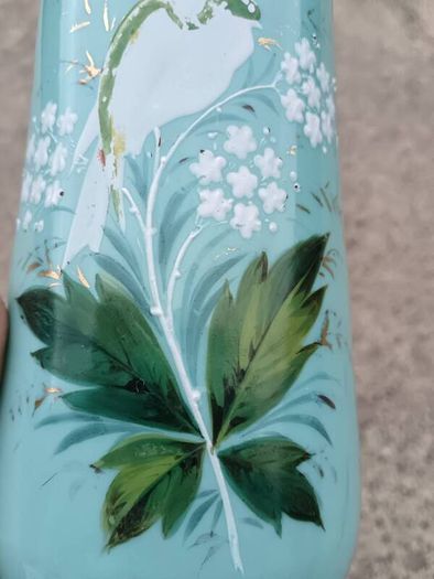Art Deco Green Opaline Glass Vase..12.5 Inches