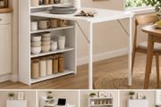 Folding Dining Table with 4-Tier Shelves