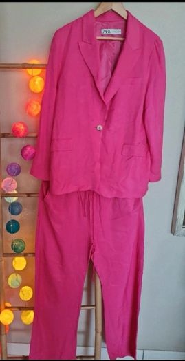 Fab Zara Cerise Pink Blazer & Trousers  Both Size Large UK 12