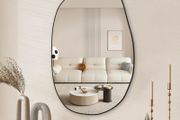 Asymmetric Black Mirror - Irregular Wall Mirror, Large Decorative For Living Room, Bathroom, Bedroom, Entryway - 85 X 52 Cm