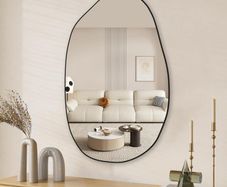 Asymmetric Black Mirror - Irregular Wall Mirror, Large Decorative For Living Room, Bathroom, Bedroom, Entryway - 85 X 52 Cm