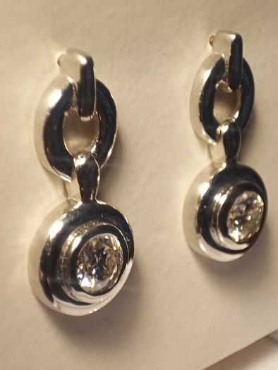 Rhodium Plated Sterling Silver Moissanite Drop Earrings