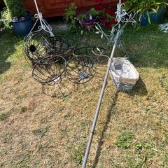 Seven Hanging Baskets and bird feeder. Well used.