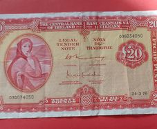 Irish 1976 Lavery Twenty pound banknote in Fine condition