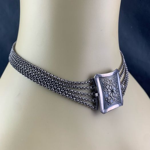 Antique Biedermeier 800 Silver Choker Necklace